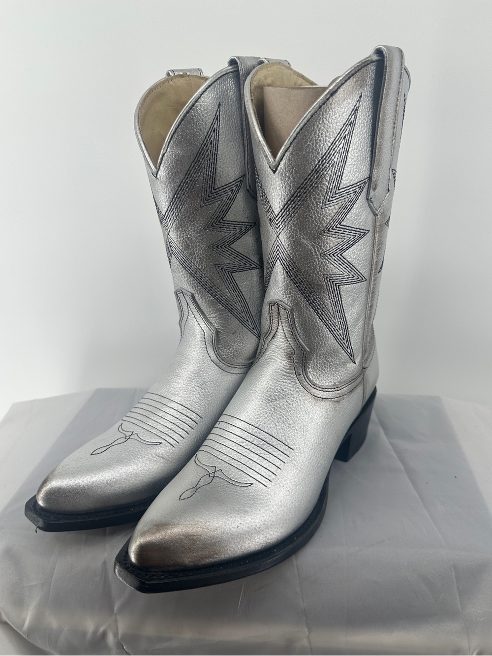 Sabinero silver sun star metallic cowboy boots